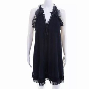 Rebecca Taylor Navy Blue Sleeveless Silk Trapeze Dress Size 6